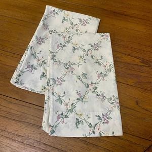 Vintage Standard Size Pillowcases, Cream and Purple Flower Pattern, Cottagecore